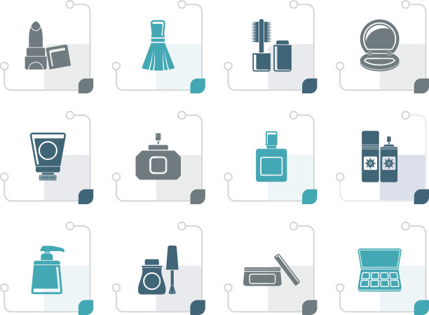 程式化的化妆品行业和美丽的图标图片下载
