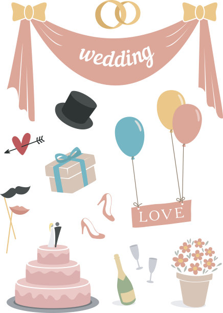 11个项目的婚礼套蜡笔图片下载