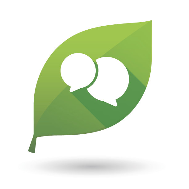 绿色的叶子与漫画气球的图标图片下载