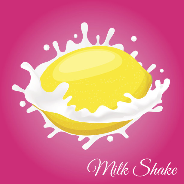 牛奶飞溅，落入柠檬中。孤立在粉红色的背景上。图片下载