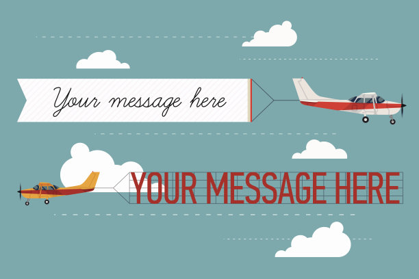 轻型飞机拉着广告横幅图片下载