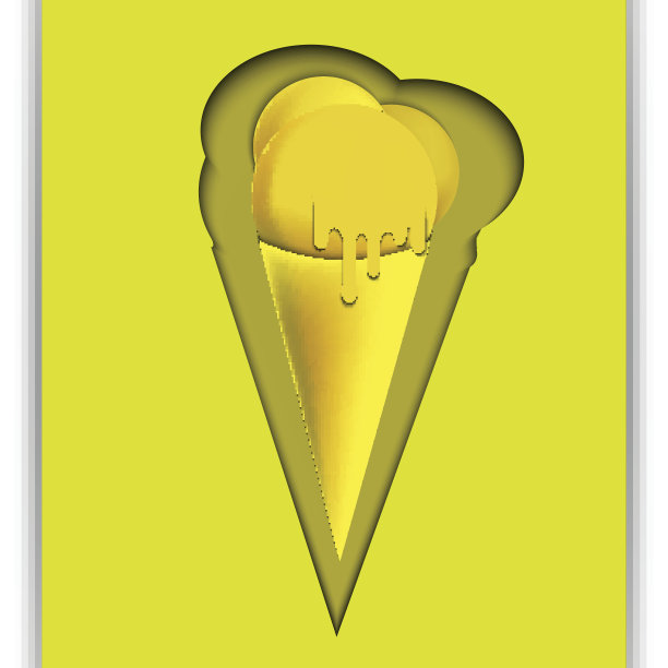 波普艺术矢量插图在剪纸应用风格。带有污点和污迹的风格化冰淇淋的图像。彩色时尚图片与黄色和紫色。现代艺术设计图片下载