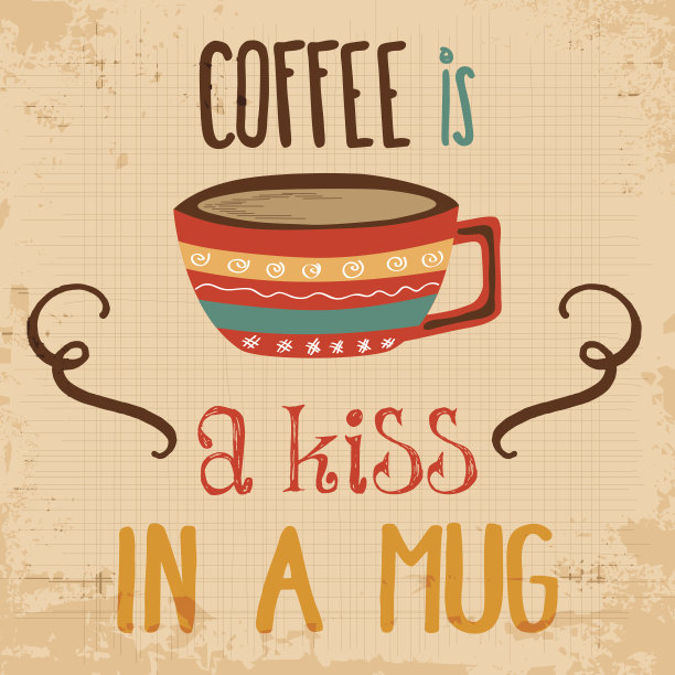 复古背景与咖啡报价图片下载