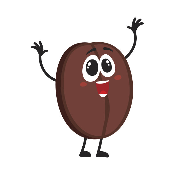 滑稽，疯狂的咖啡豆人物举起手臂，举起双手图片下载