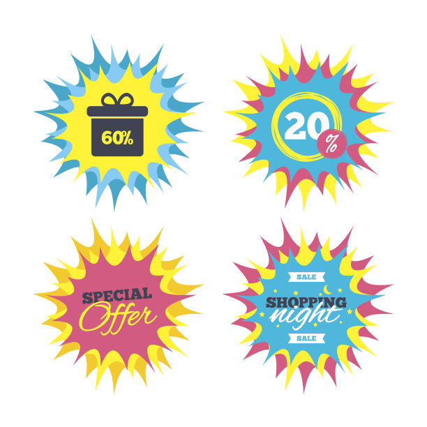 60%销售礼盒标签标志图标。素材图片