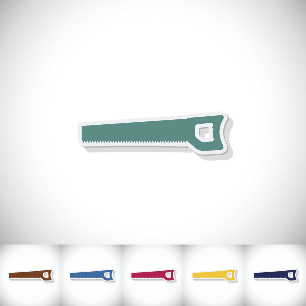 手锯。平贴与白色背景上的阴影图片下载