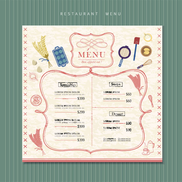 可爱的餐厅菜单设计图片下载