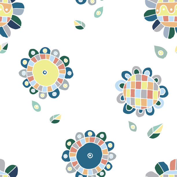 无缝矢量花卉图案，装饰可爱的手绘儿童背景花。打印包装，背景，织物，表面图片下载