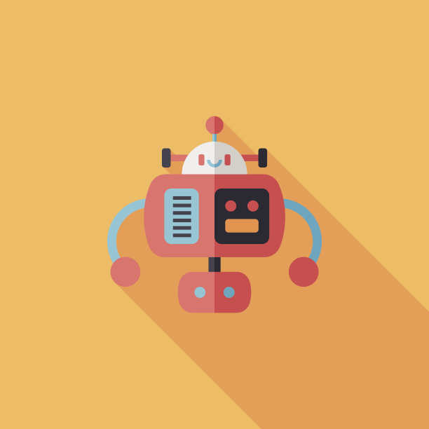 带有长阴影的机器人平面图标，eps10图片下载