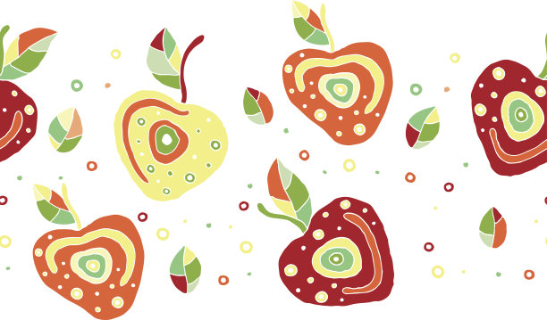 无缝矢量手绘幼稚图案，边框有水果。可爱的樱桃带着叶子、种子、水滴。涂鸦、素描、卡通风格背景。无休止的重复样本图片下载