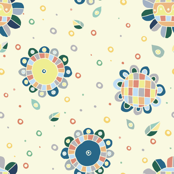 无缝矢量花卉图案，装饰可爱的手绘儿童背景花。打印包装，背景，织物，表面图片下载