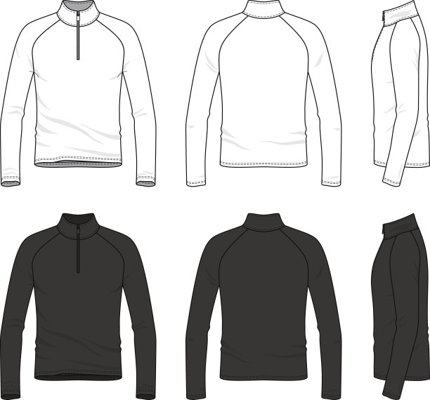 拉链拉格兰袖t恤。图片下载