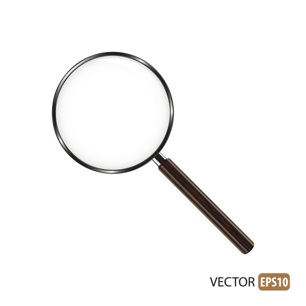 白色背景上的放大镜矢量图片下载