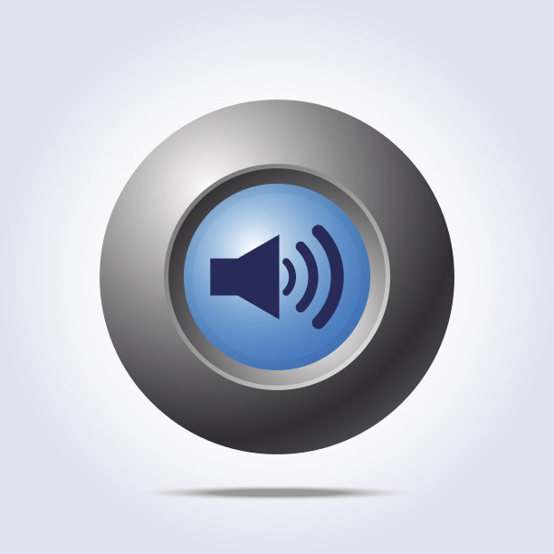 扬声器音量图标上的蓝色按钮图片下载