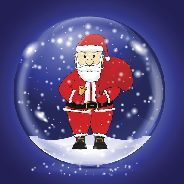 圣诞老人在一个雪花魔术球里。圣诞节的象征图片下载