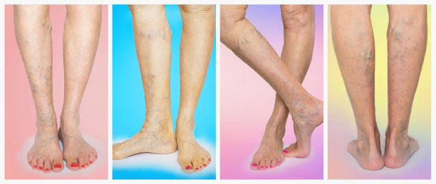 雌性蜘蛛腿上有静脉曲张。拼贴画图片下载