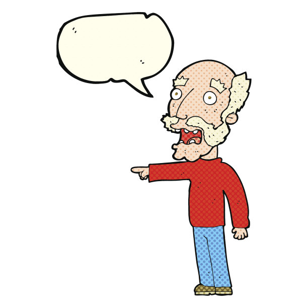 卡通吓了一跳的老人用言语指着泡泡图片下载