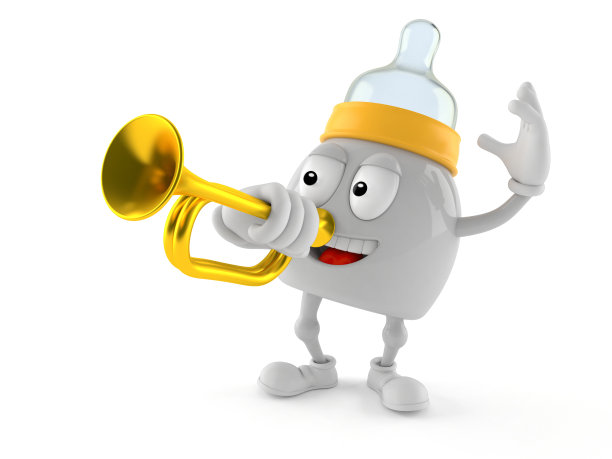 婴儿瓶角色吹小号图片下载