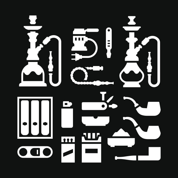 设置吸烟设备和配件的图标图片下载