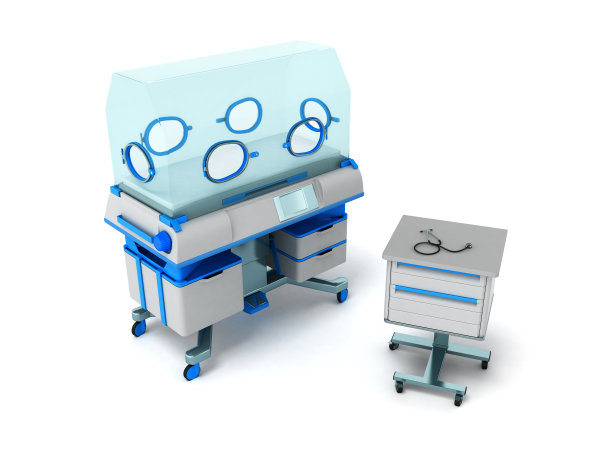 培养箱为儿童蓝色3d渲染在白色的背景图片下载