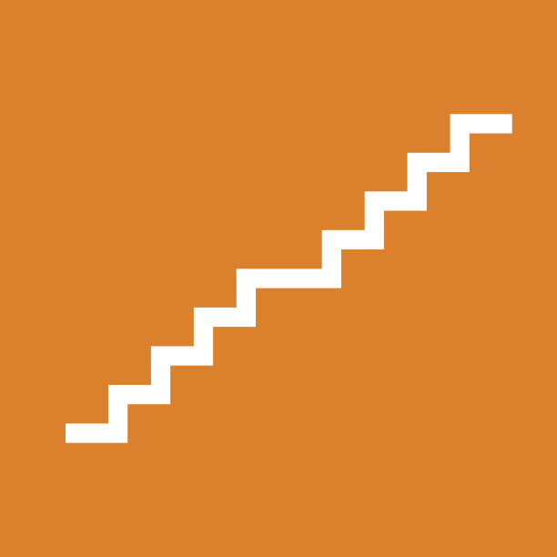 橙色墙壁上的楼梯图标图片下载