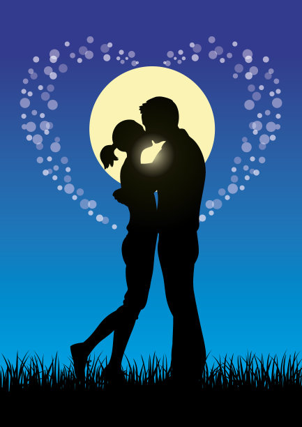 情侣亲吻情侣剪影图片下载