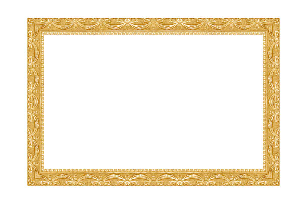 白色背景上的古董金框图片下载