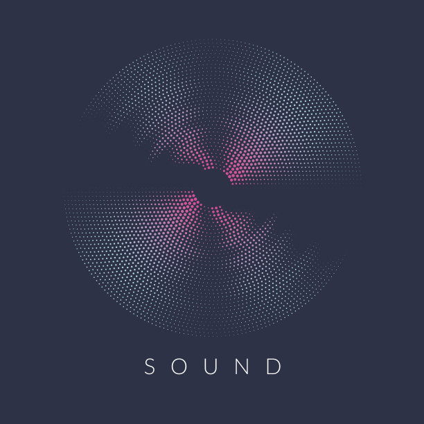 声波的海报。矢量插图在黑暗的背景图片下载