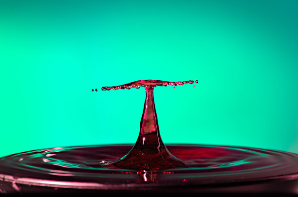 水滴碰撞近距离图像与绿色背景图片下载