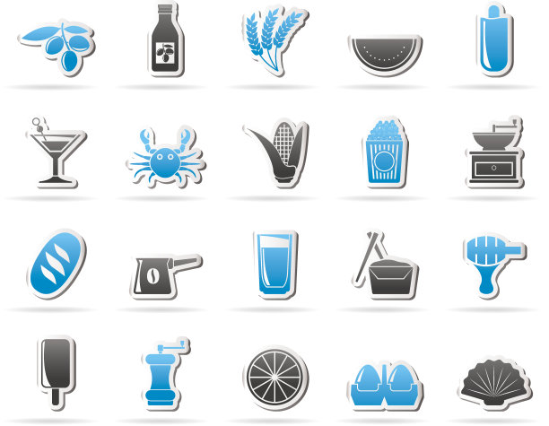 不同的食物和饮料之王图标图片下载