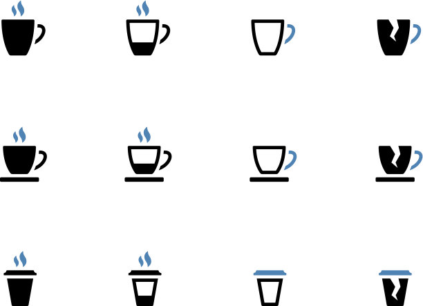 茶杯和咖啡杯双色调图标图片下载