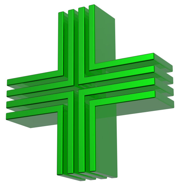 绿色十字孤立在白色上图片下载