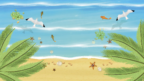 鸟瞰图的夏季海滩在逼真的矢量风格。图片下载