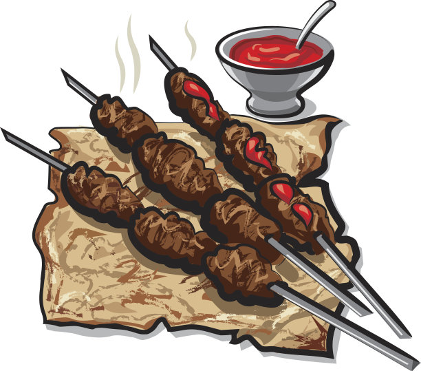 烤肉串和皮塔饼图片下载