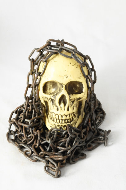 骷髅和旧锁链图片下载