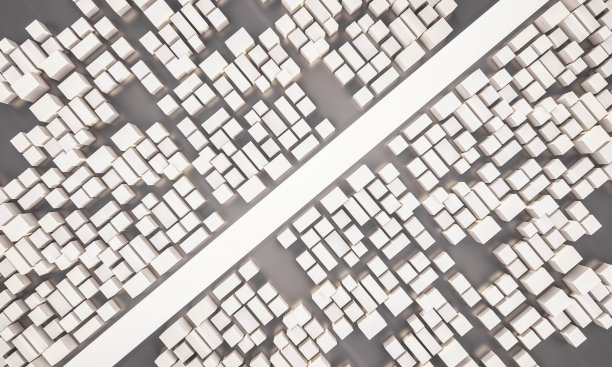 3d渲染，城市鸟瞰图与主要道路图片下载