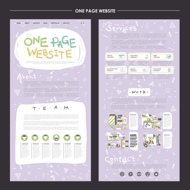 可爱的一页网站设计模板图片下载