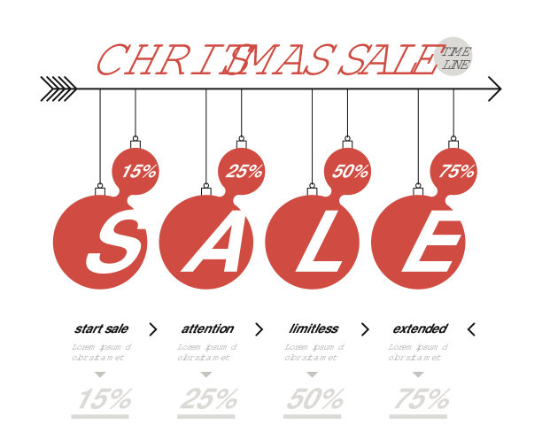 圣诞销售时间曲线图。带有球的矢量信息图图片下载