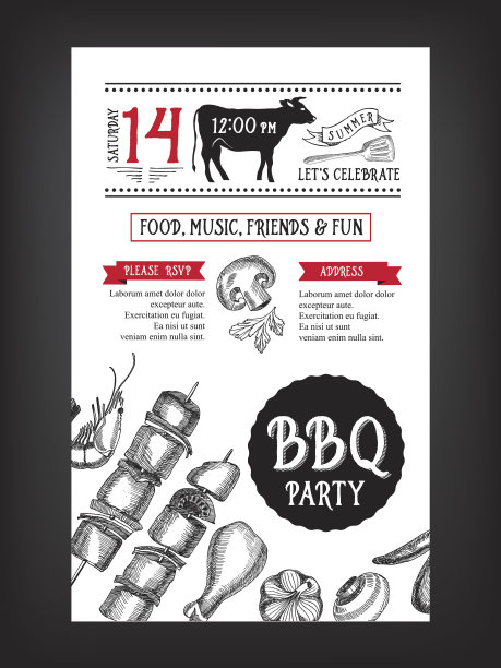 烧烤聚会的邀请。图片下载