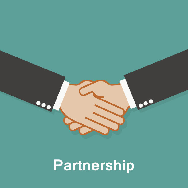 合作握手在绿松石背景与阴影图片下载