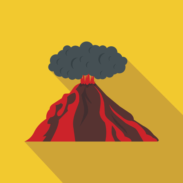 火山喷发图标，平面风格图片下载