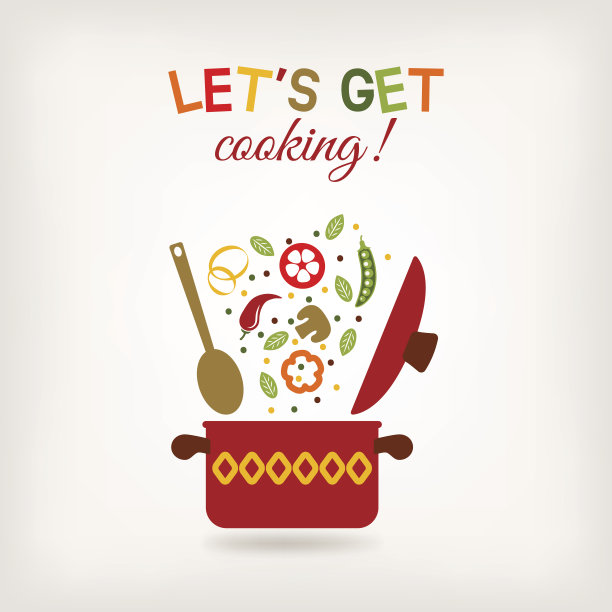 素食菜单或食谱书设计。锅用蔬菜素材图片