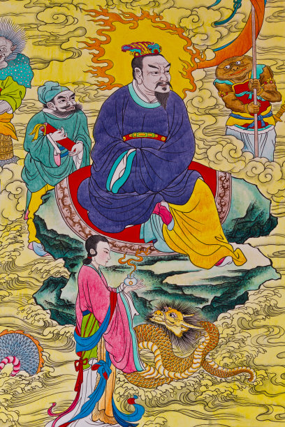 寺庙墙壁上的传统中国画图片下载