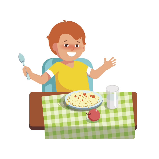 矢量插图的快乐父亲喂养她的孩子在白色的背景平风格。在幼儿园吃饭。概念的补充食物图片下载