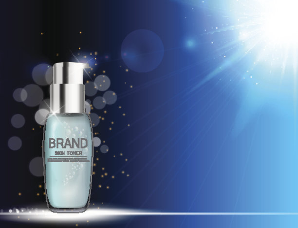 广告或杂志背景的皮肤爽肤瓶模板。3D再图片下载