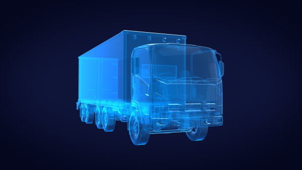 卡车x射线蓝色透明。三维渲染图片下载