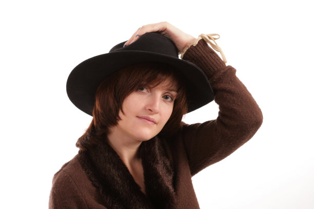 戴着帽子的漂亮女孩的肖像图片下载