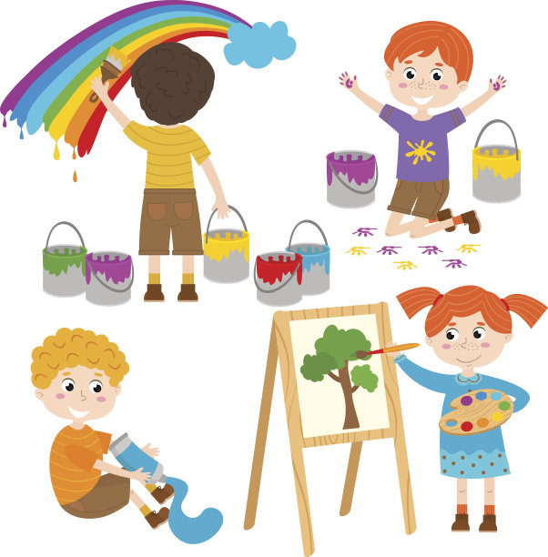 一套孤立的儿童艺术家第二部分图片下载