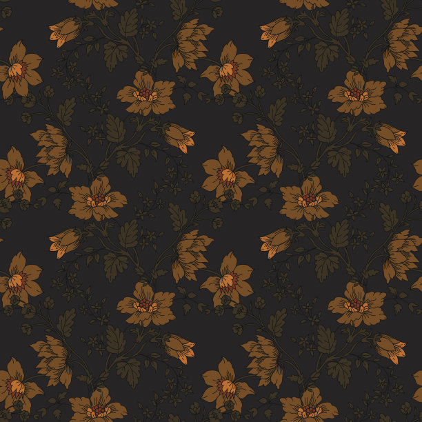 复古花卉无缝背景素材图片