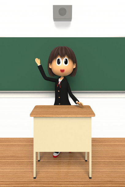 在黑板上描述的女学生的3D-CG图像图片下载